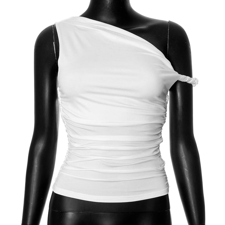 Túnica Elegante Top de mujeres asimétricas de cuello ruchado