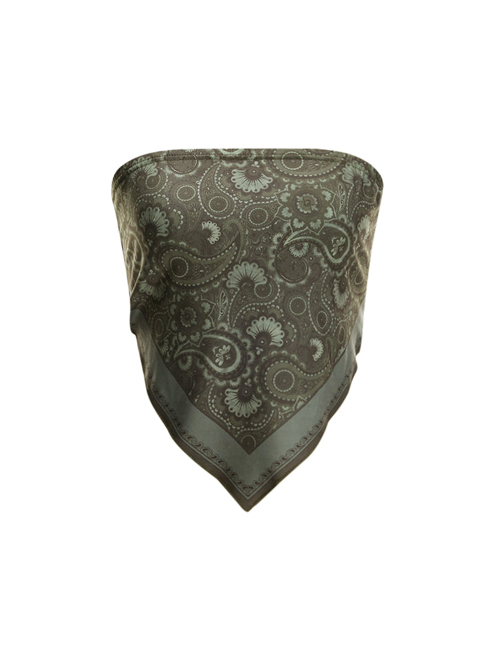 BANEAU BOHO PAISLEY غير متناظرة قبالة الكتف محصول النساء أعلى