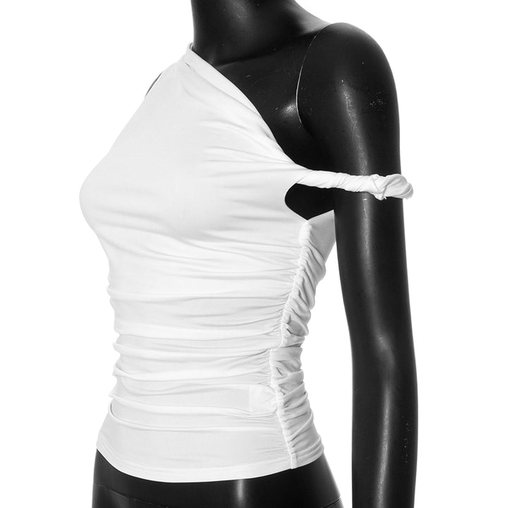 Túnica Elegante Top de mujeres asimétricas de cuello ruchado