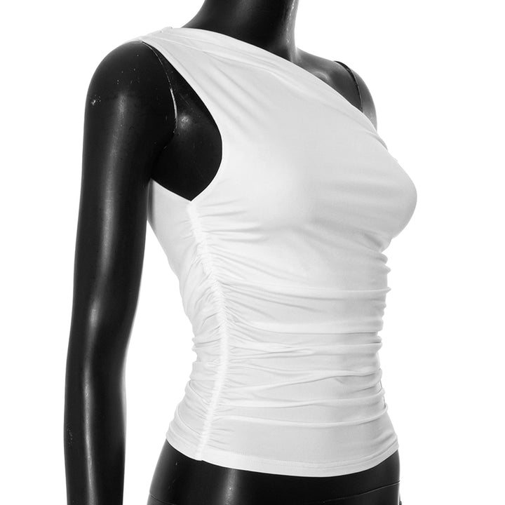 Túnica Elegante Top de mujeres asimétricas de cuello ruchado