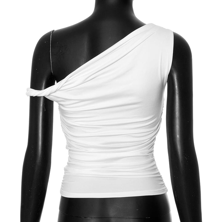 Túnica Elegante Top de mujeres asimétricas de cuello ruchado