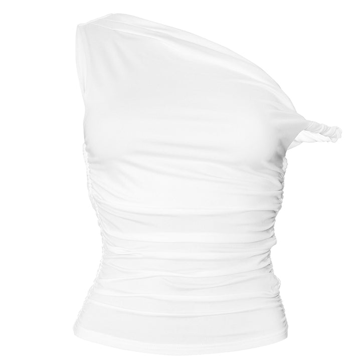 Túnica Elegante Top de mujeres asimétricas de cuello ruchado