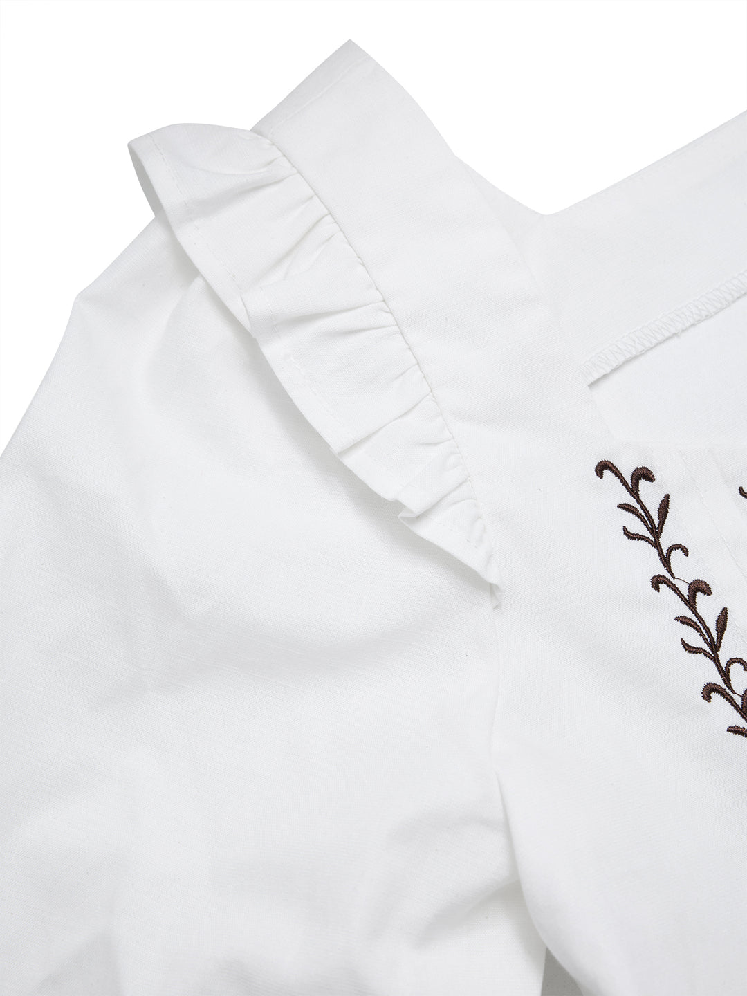Casual Embroidery Sweetheart Flounce Sleeve Women Blouses