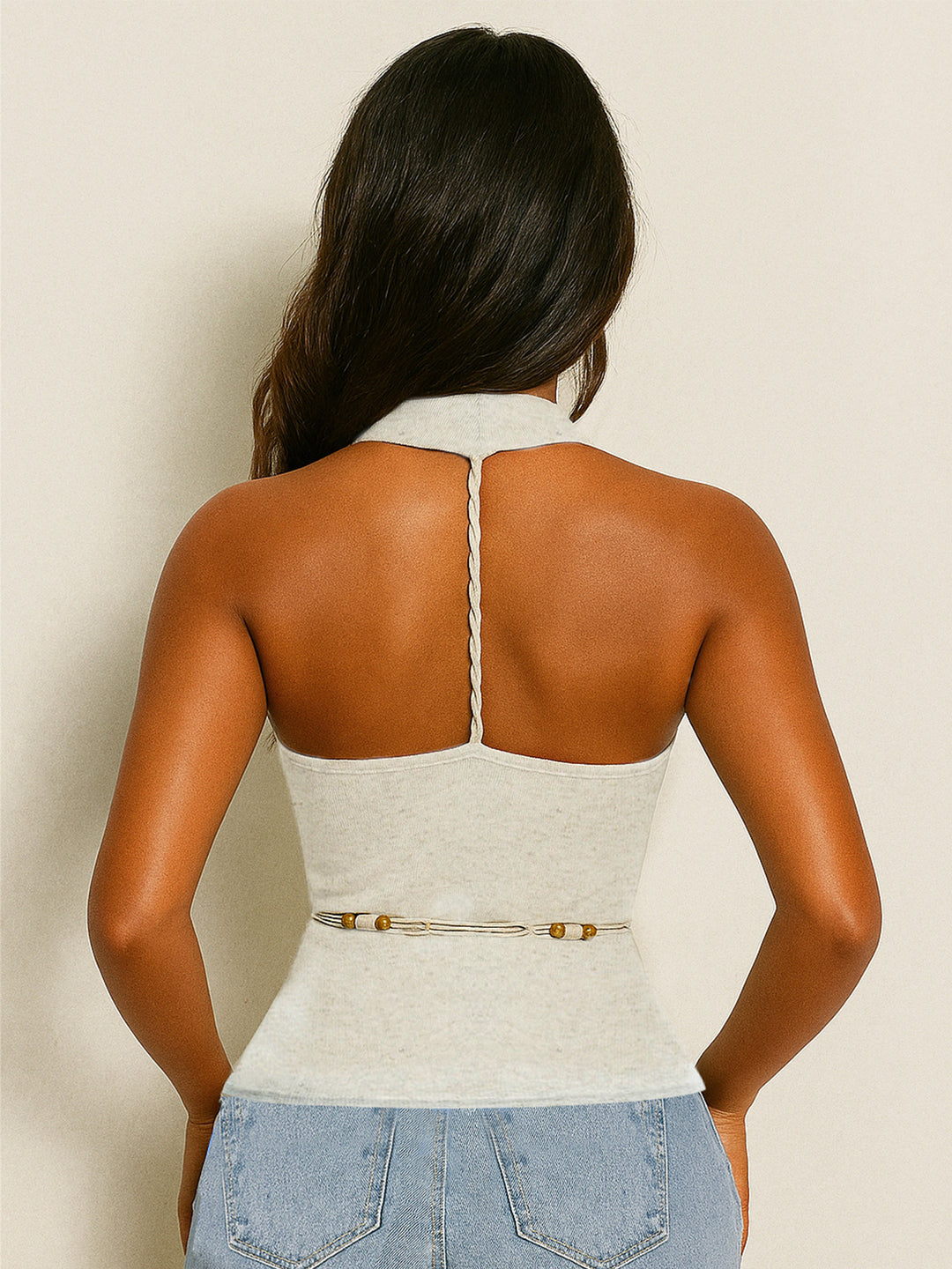 Boho Plain Cowl Neck Sleeveless Women Tank Tops & Camis