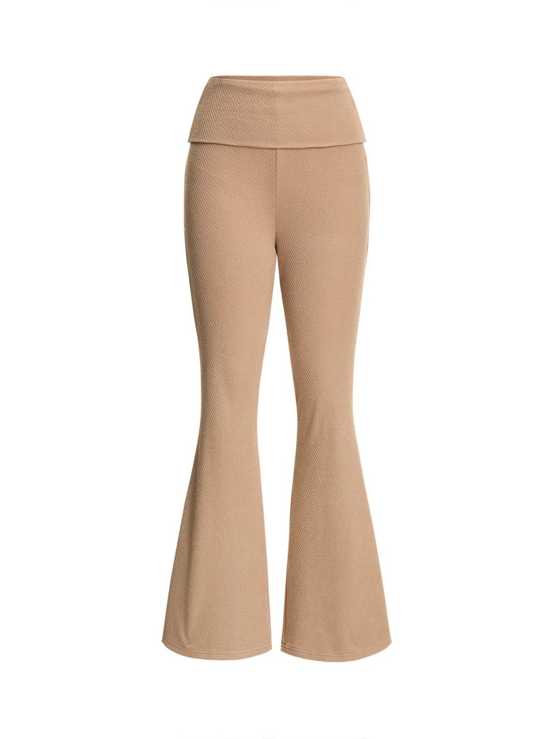 Pantalon féminin texturé à l'évassement naturel décontracté décontracté.