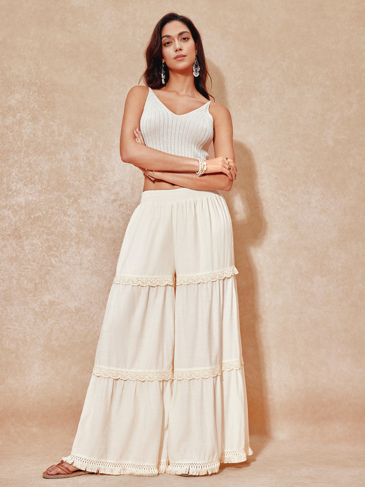 Pantallas de mujeres de encaje de pierna ancha de pierna boho