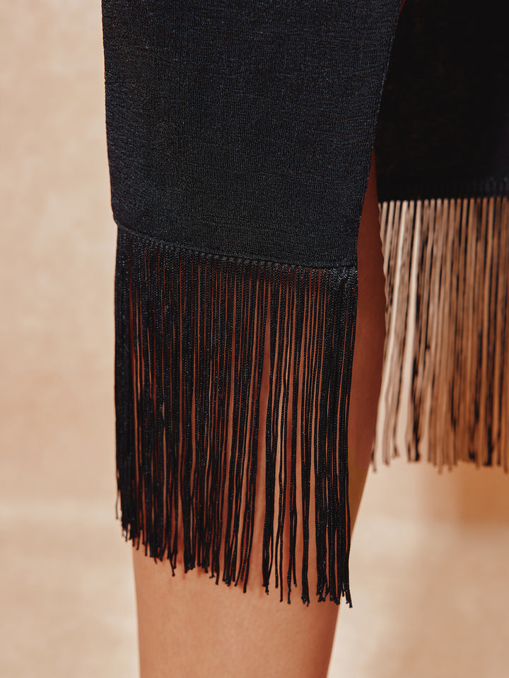 Straight Boho Tassel Twist Midi Women Falda
