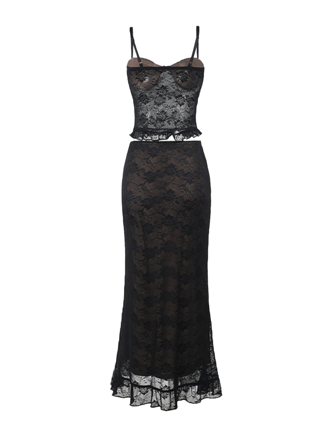 Elegant Corset Lace Trim Sweetheart Women Two-piece Outfits