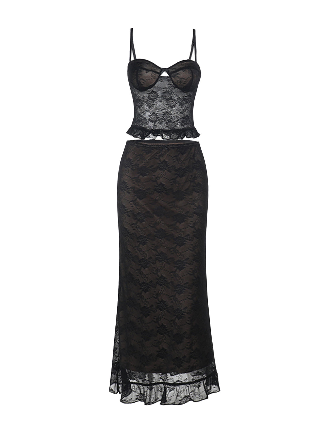 Elegant Corset Lace Trim Sweetheart Women Two-piece Outfits