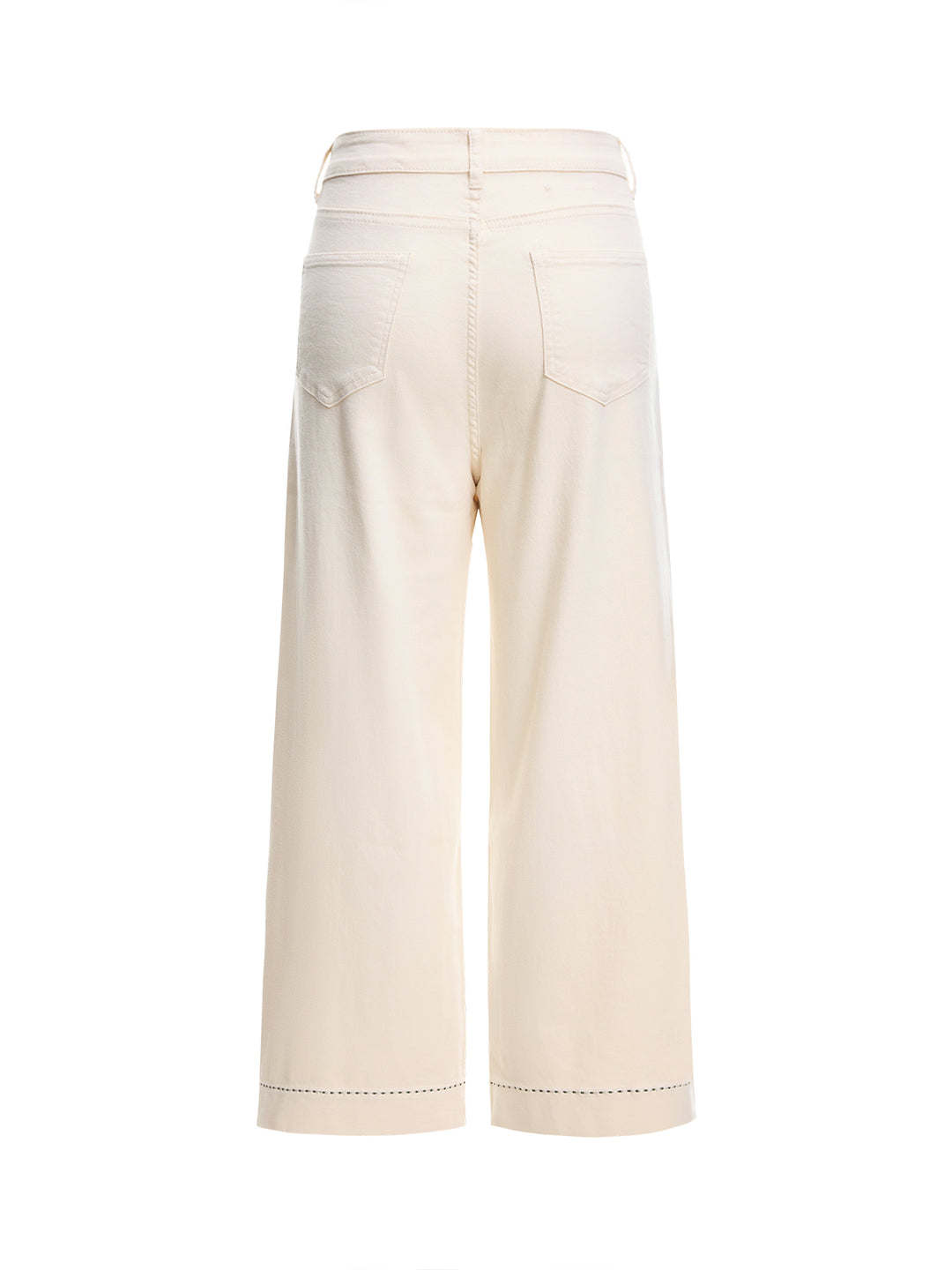 Jeans de pierna ancha de bordado de costura de contraste.