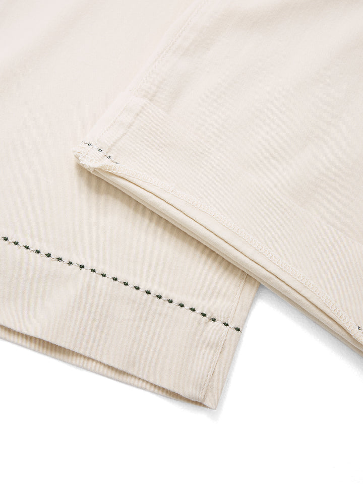 Jeans de pierna ancha de bordado de costura de contraste.