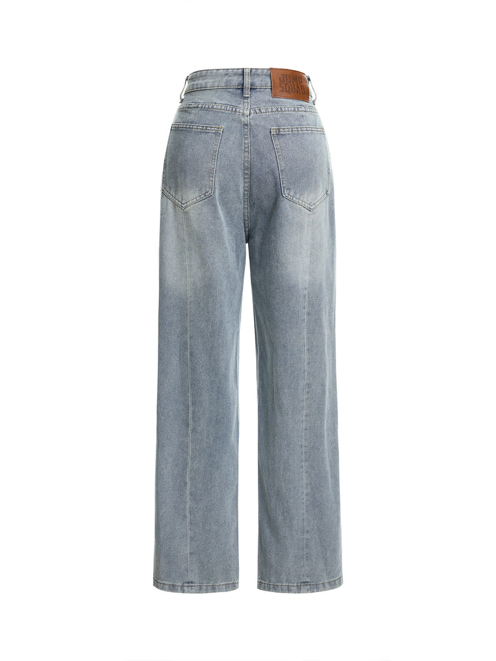 Wide Leg Casual  Washed  Long Women Jeans