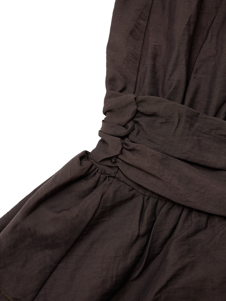 Vestido de mujeres de mangas regulares de halter de llanura casual