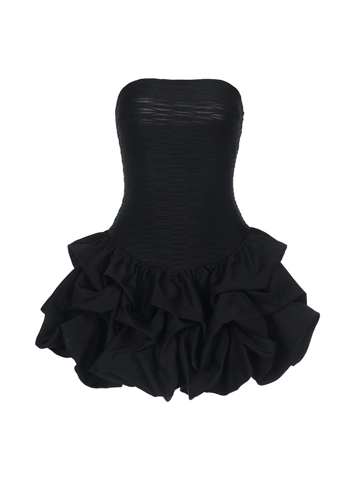 Una línea elegante en capas Ruched Ruched Off Should Mini Women Vestido