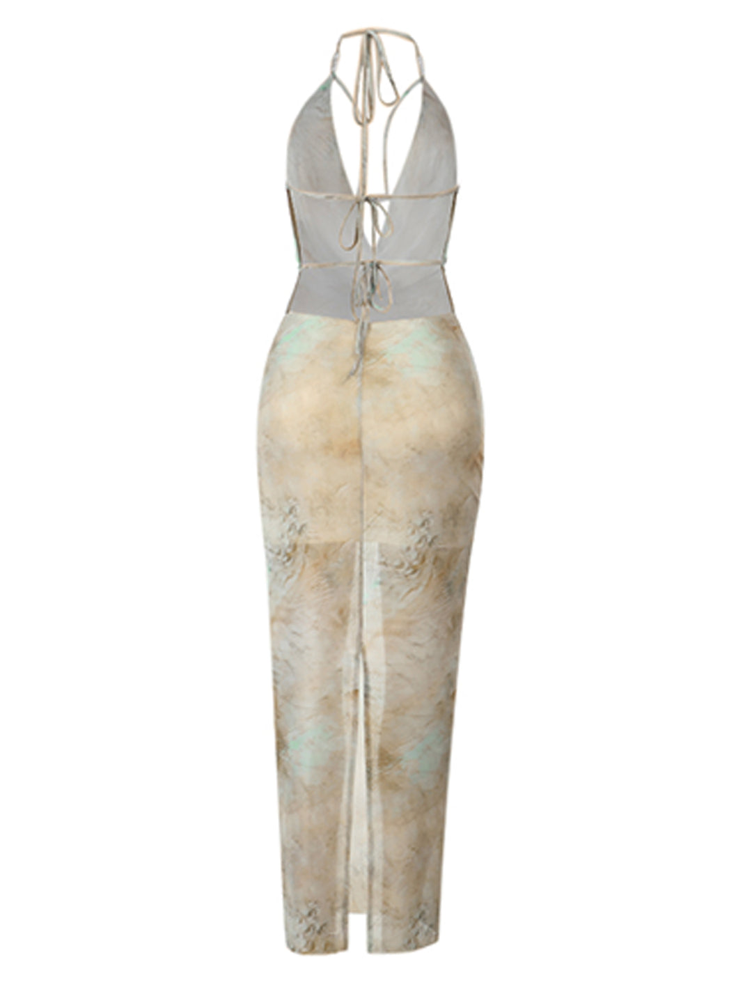 Túnica Boho Tie Dye Halter sin espalda Midi Mujeres Vestidos