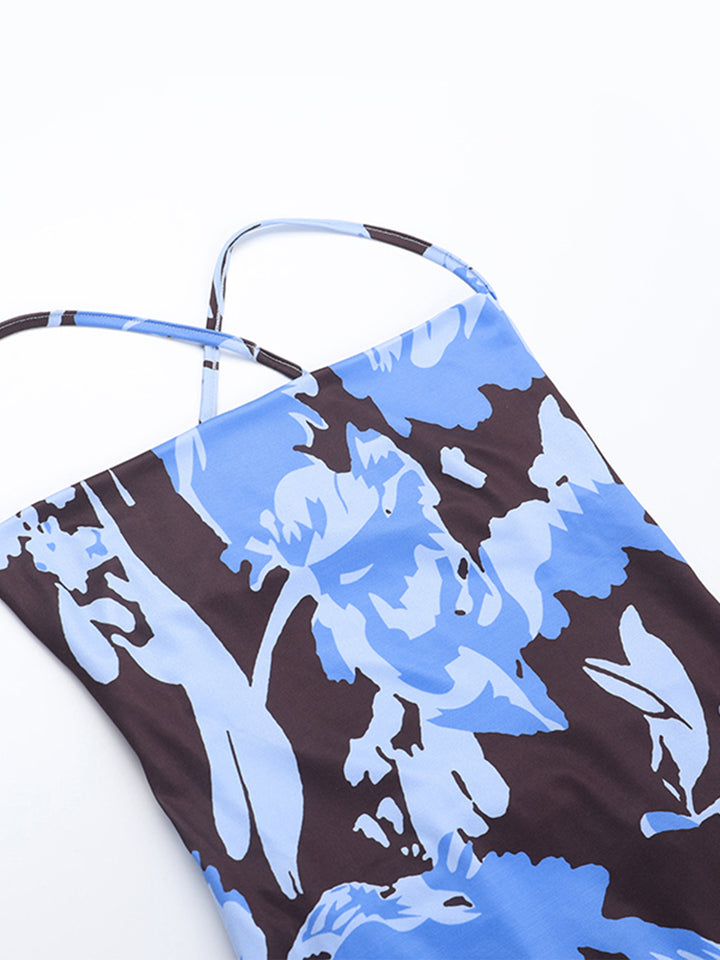 Mermaid Boho Floral Backless Draped V neck Maxi Women Dress