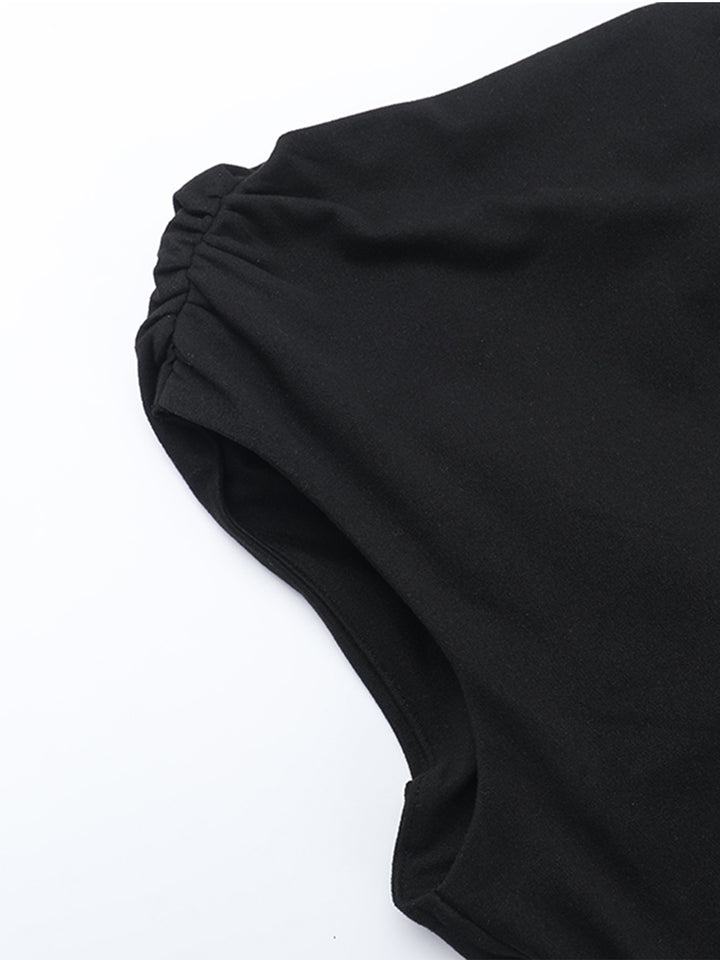 Tunic Elegant Backless Ruched Asymmetrical Neck Maxi Women Dress