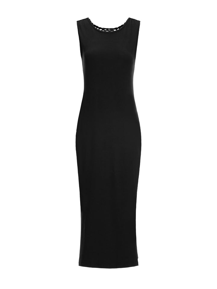 Boho Cut Out Scoop Neck Long Women Dress