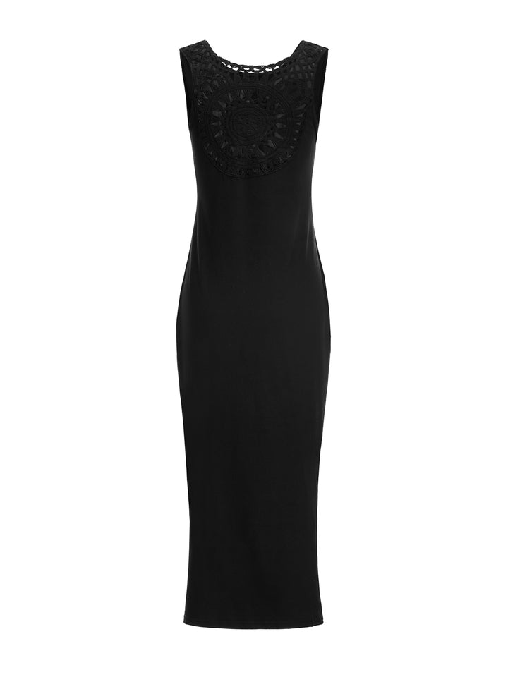 Boho Cut Out Scoop Neck Long Women Dress
