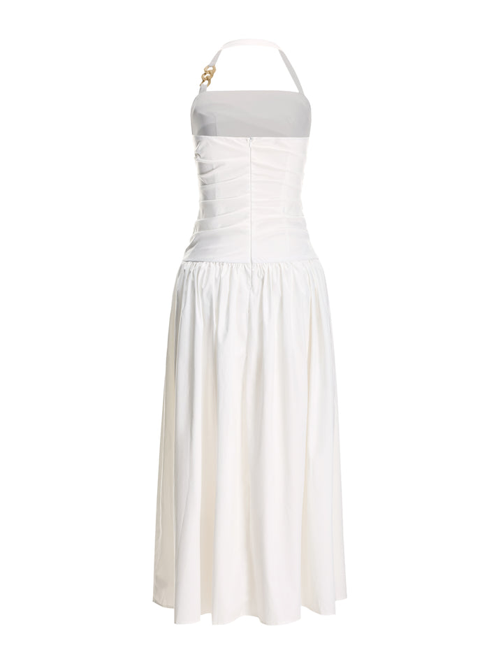 Vestido de mujeres largas de Ruched Halter Ruched Ruched Line Casual