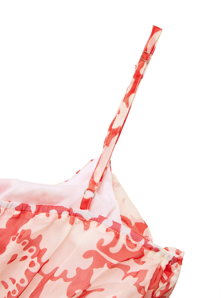 Boho Floral Asymmetrical Ruffle Midi Women Dress