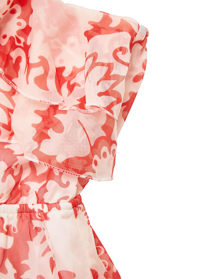 Boho Floral Asymmetrical Ruffle Midi Women Dress