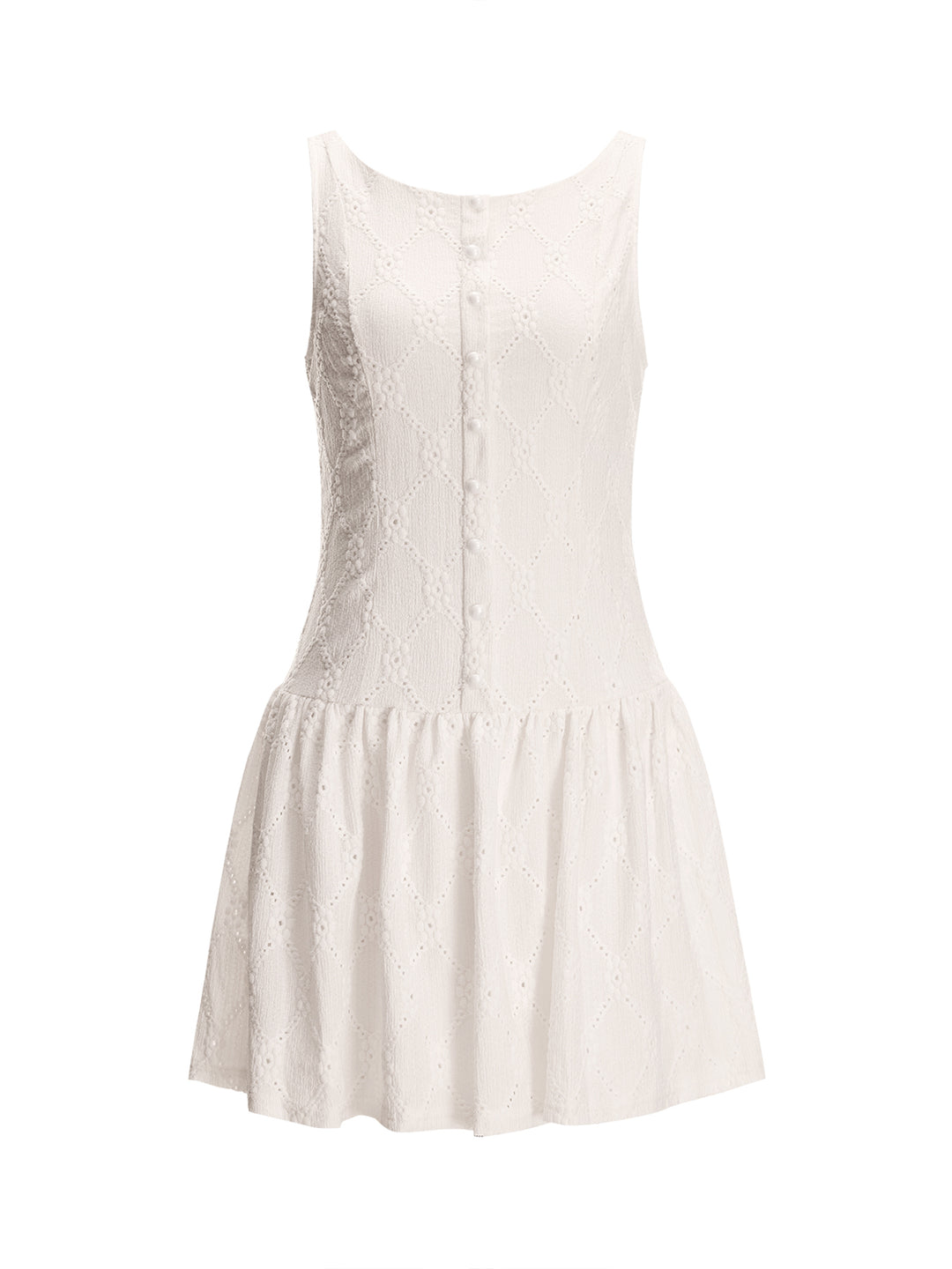 A Line Casual Button Ruched Ruffle Round Neck Mini Women Dress