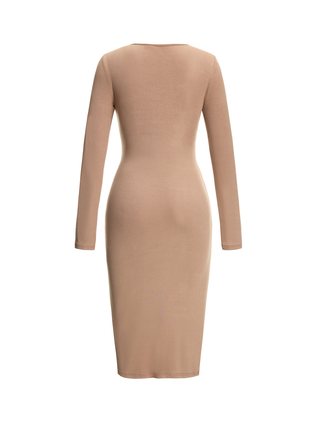 Vestido midi de manga larga de manga larga de manga larga con cuello liso informal