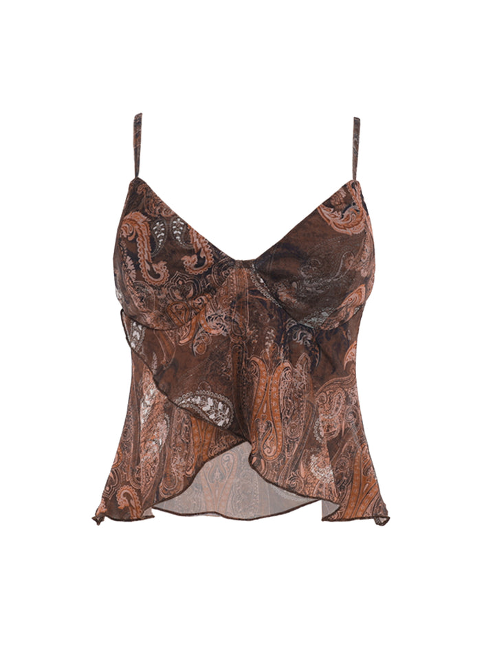 Cami Boho Paisley Lace Trim Women Tank Tops & Camis