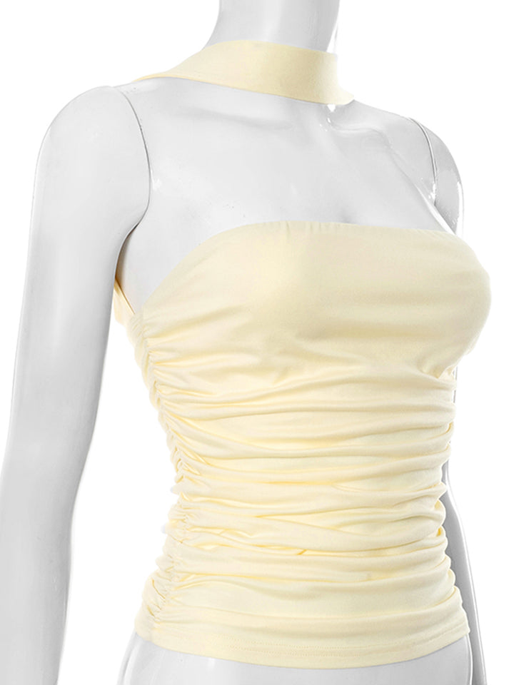 Bandeau Elegant Asymmetrical Ruched Women Top