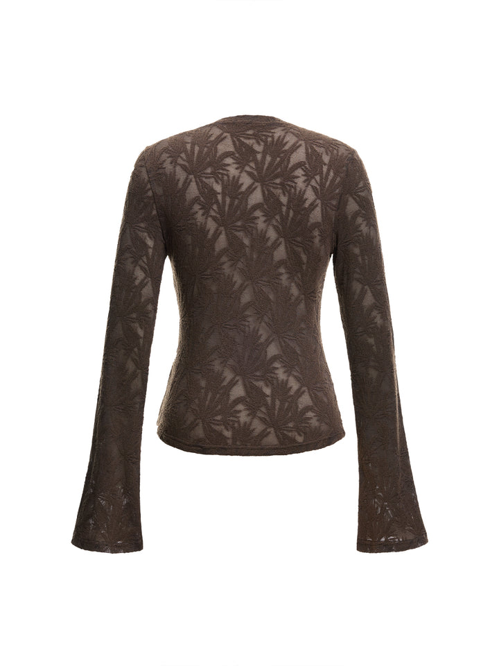 Camiseta de manga larga de cuello redondo boho