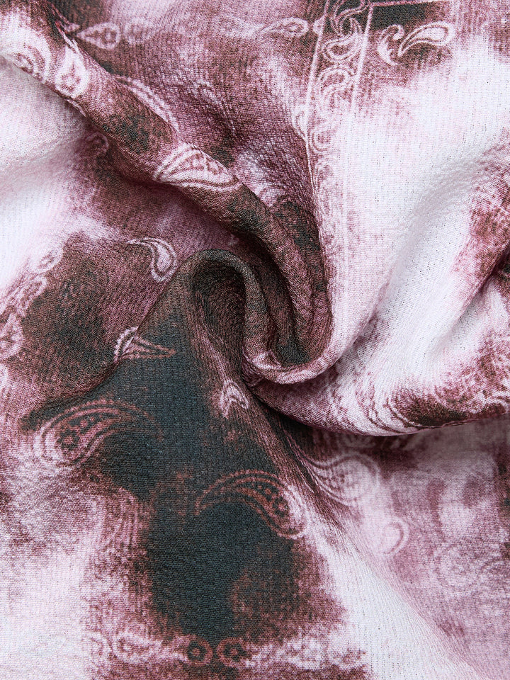Boho Paisley Krawatte Farbstoff Salat Trim Ruffle gegen Hals Lange Frauen Tanktops & Camis