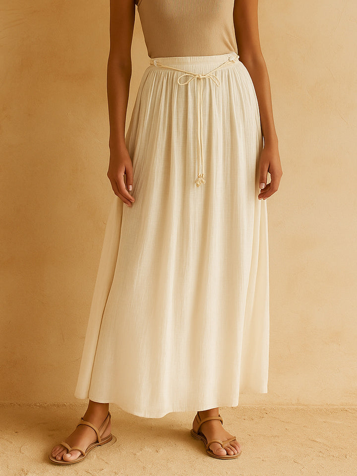 خط بوهو مطوي Maxi Skirt