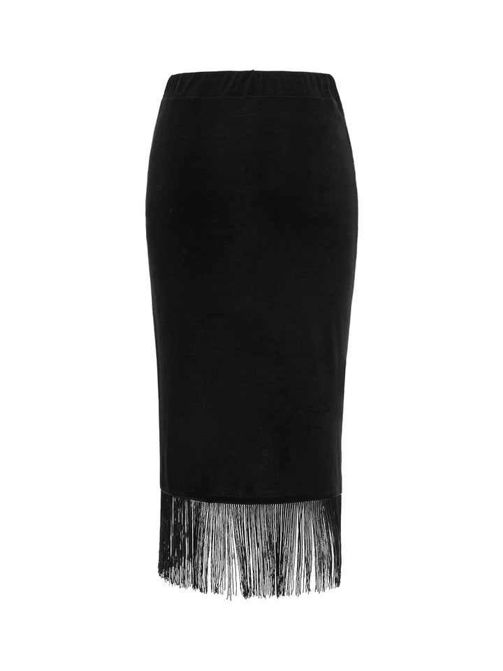 Straight Boho Tassel Twist Midi Women Falda