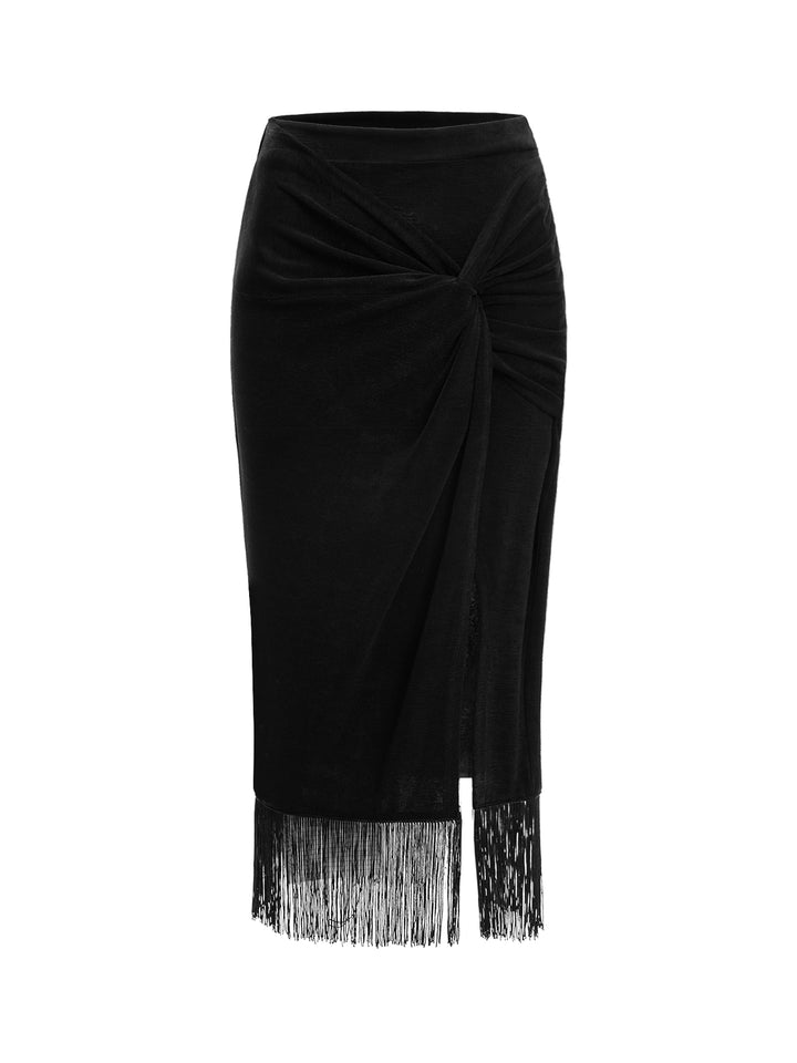 Straight Boho Tassel Twist Midi Women Falda