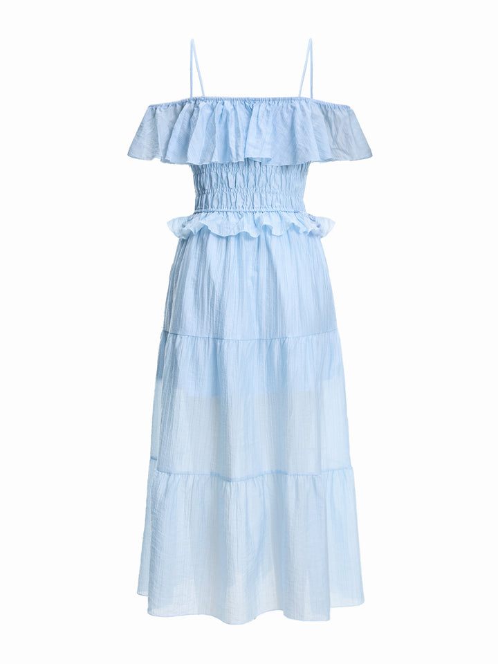 Vestido de mujeres midi de un hombro boho