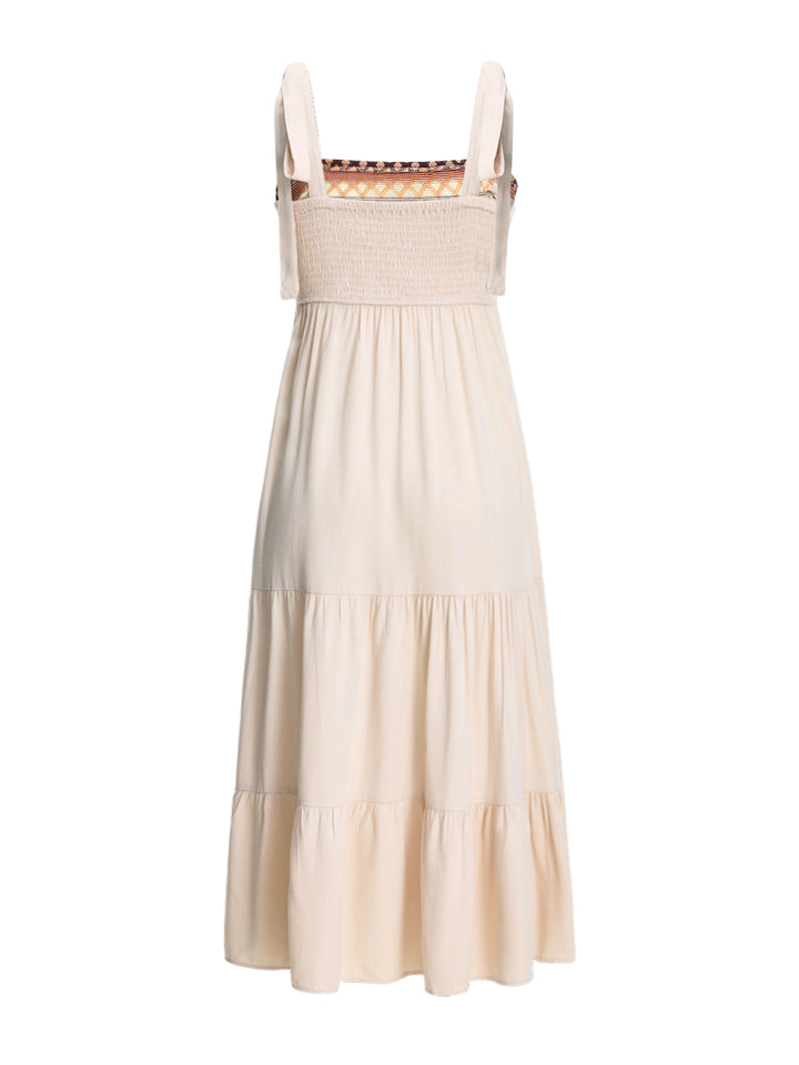 Una línea Boho Tribal Bow Square Neck Maxi Women Dresses