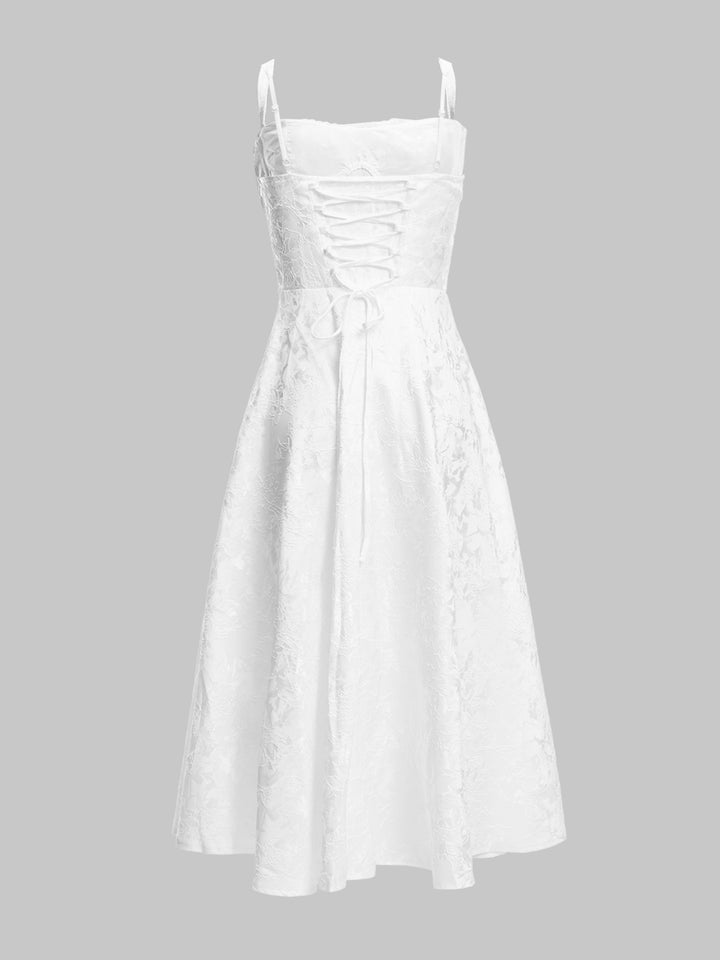 Una línea de encaje boho atado el vestido de mujer larga