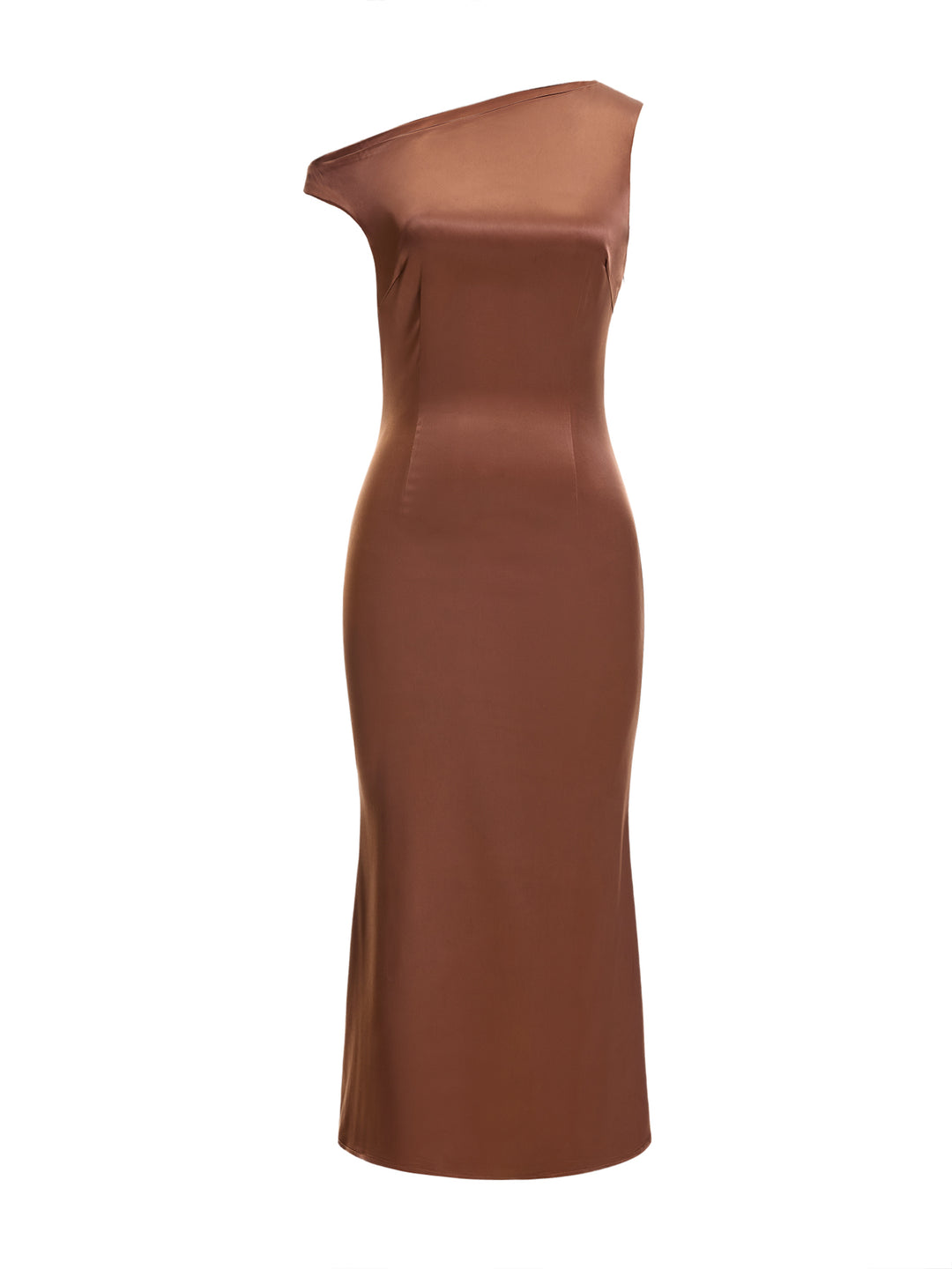Mermaid elegant asymmetrische Hals Midi Frauen Kleid