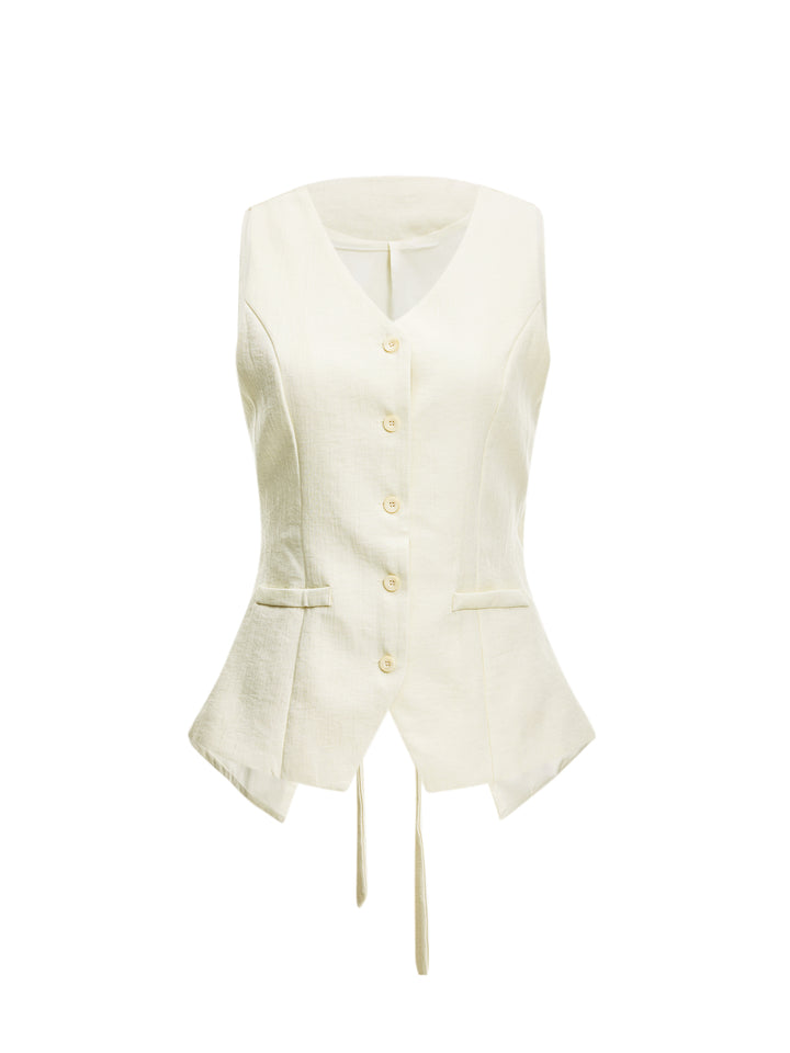 Casual V neck Back Tied Vest
