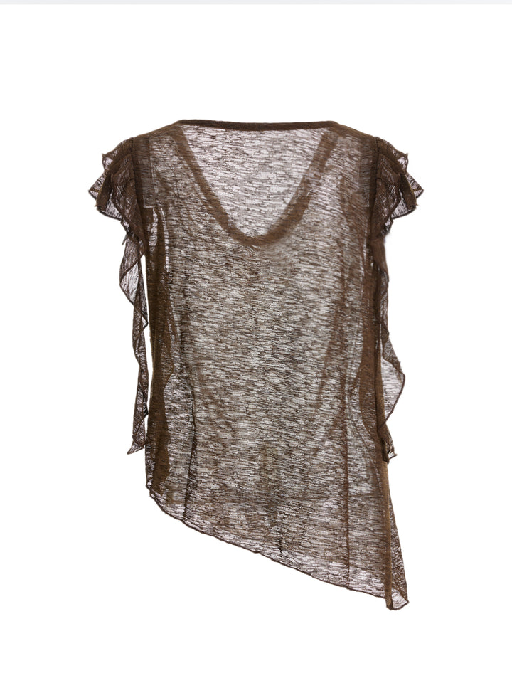 Boho Drapeado Capilla de capada de volantes Manga de tapa de cuello